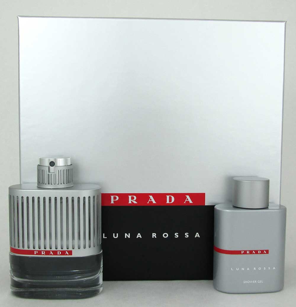 Prada Luna Rossa Set for Men:EDT 3.4oz.+ Sh/Gel 3.4oz.New in Hard Box