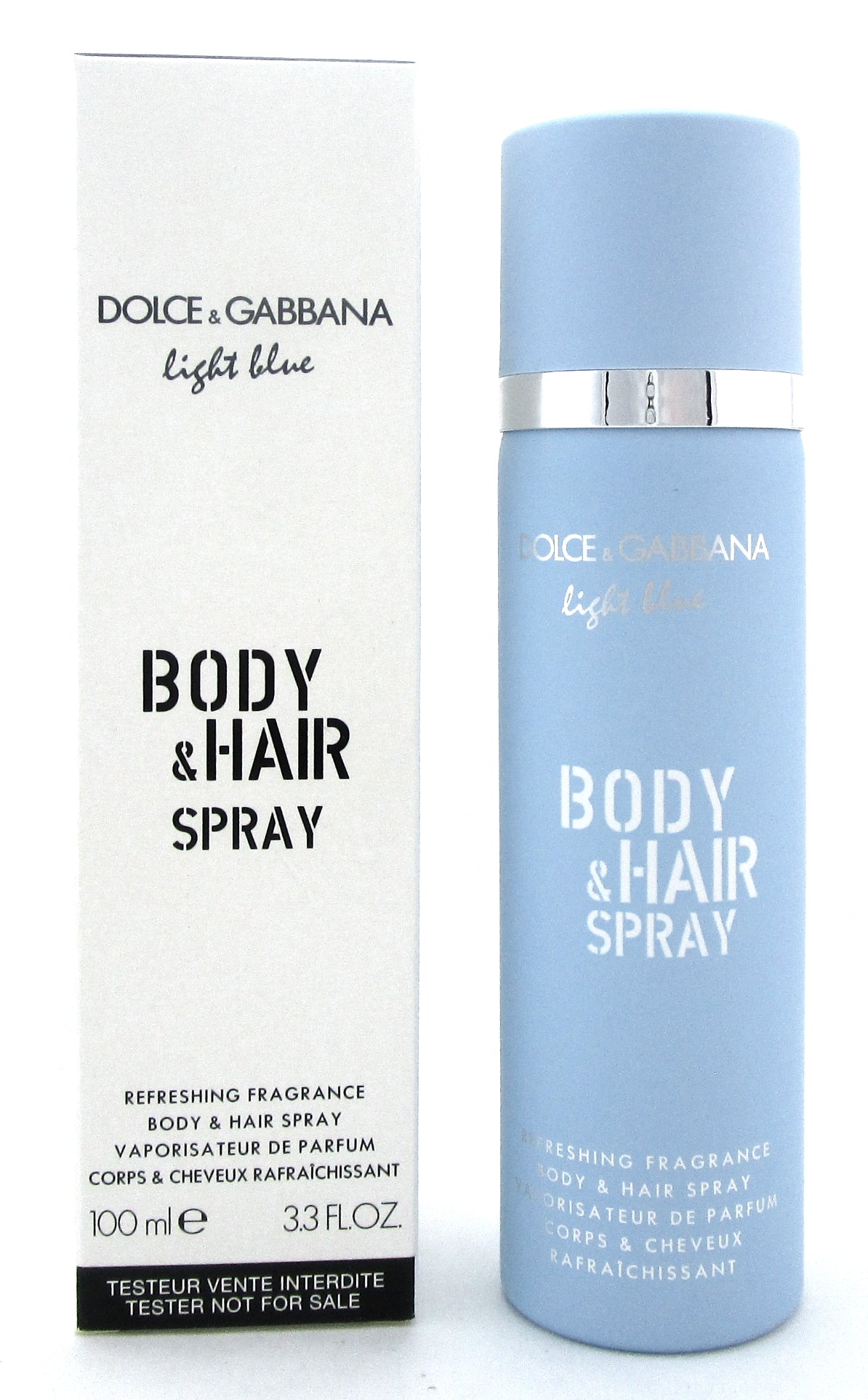 Light Blue by Dolce & Gabbana 3.3 oz. Body and Hair Spray for Women. New Tester w/Cap