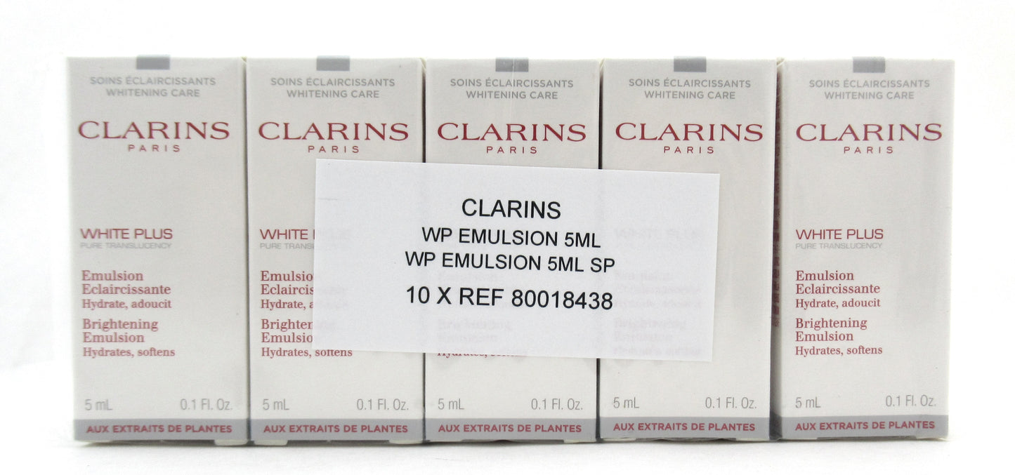 Clarins White Plus Brightening Emulsion 5 ml./ 0.1 oz. Lot of 10 New