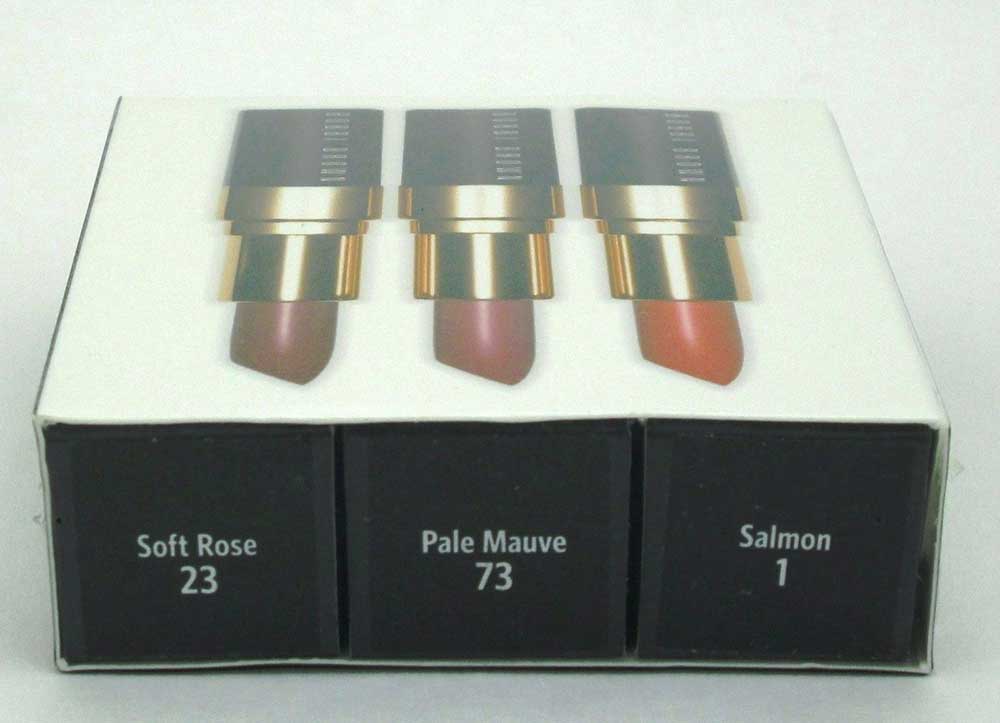 Bobbi Brown Lip Color Trio Lipstick Soft Rose, Pale Mauve, Salmon NIB