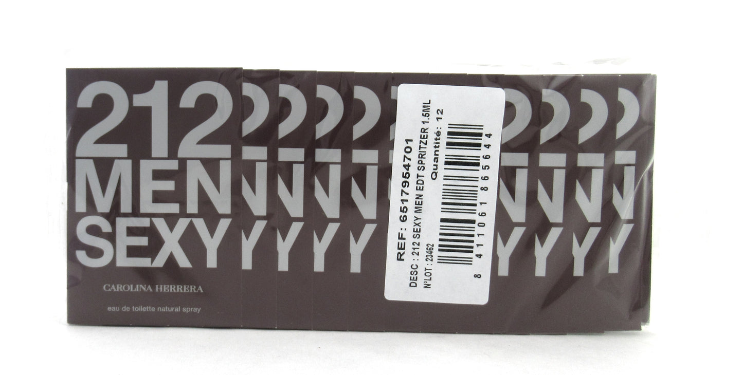 212 SEXY MEN Carolina Herrera EDT Spray Sample Vials PACK of 12 pcs. (1.5 ml. x 12)