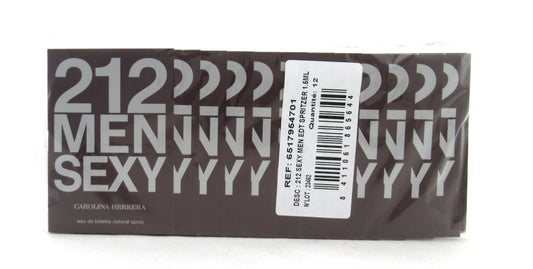 212 SEXY MEN Carolina Herrera EDT Spray Sample Vials PACK of 12 pcs. (1.5 ml. x 12)