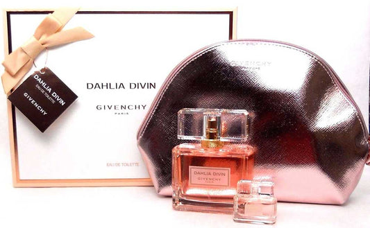 Dahlia Divin Givenchy 2.5oz EDT Spray+5 ml.EDT+Pouch.Women's Set.NIB