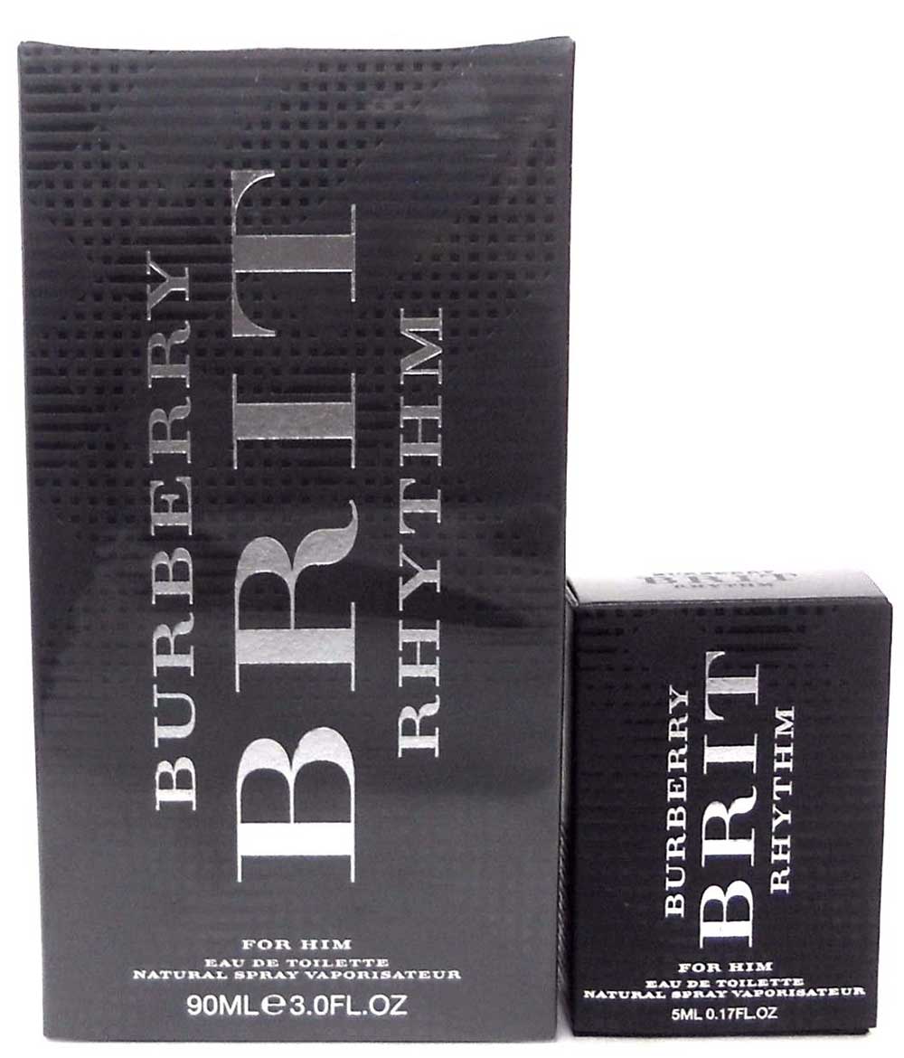 Burberry Brit Rhythm Cologne for Men 3.0 oz.EDT +FREE MINI Splash