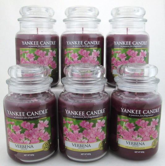 Yankee Candle Verbena 22 oz/623 g Large Glass Jars,Lot of 6