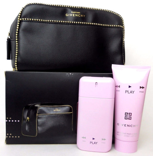 Givenchy Play for Women EDP 1.7oz Spray+B/L 3.3oz + Pouch. New Set