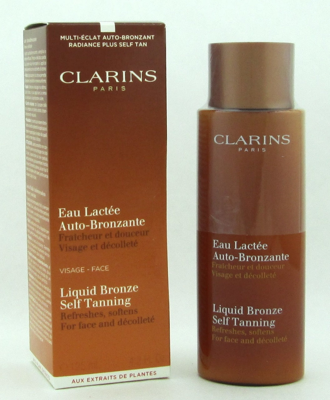 Clarins Liquid Bronze Self Tanning Face & Decollete 4.2 oz Damaged Box