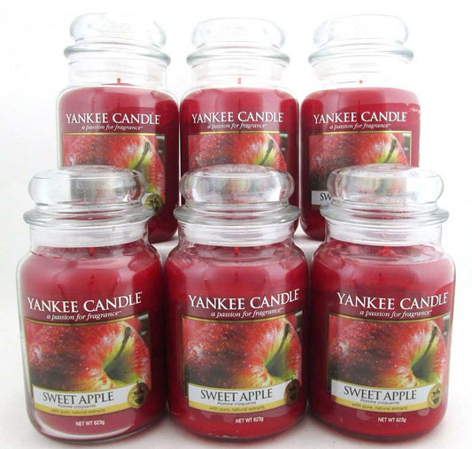 Yankee Candle Sweet Apple 22 oz/ 623 g Large Glass Jars Lot of 6