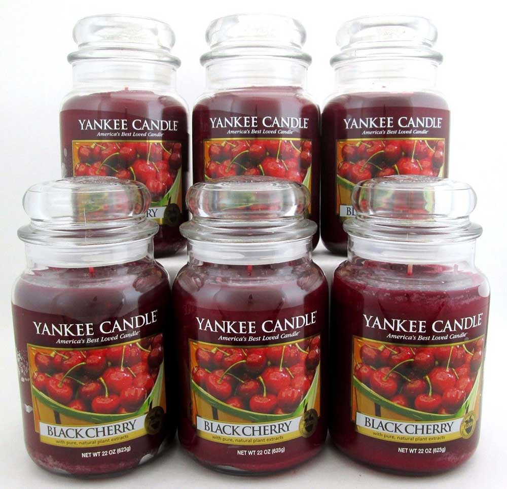 Yankee Candle Scented 22 oz Large Jar Candle - Black Cherry Lot of 6