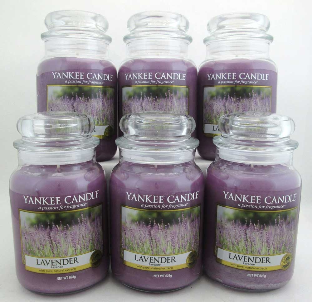 Yankee Candle Lavender 22 oz/ 623 g Large Glass Jars Lot of 6