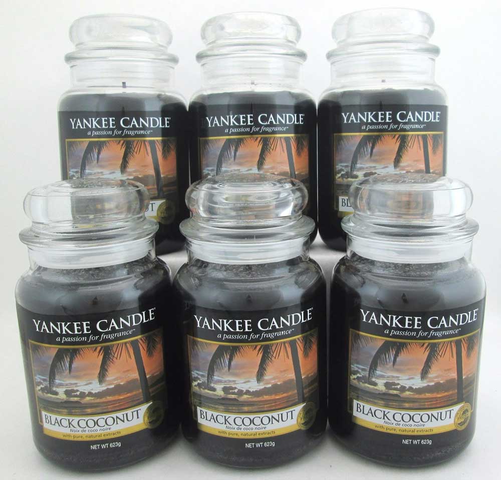Yankee Candle Black Coconut 22 oz/ 623 g Large Glass Jars Lot of 6
