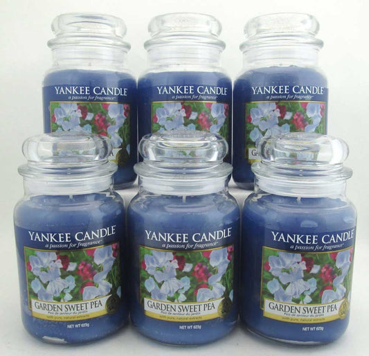 Yankee Candle Garden Sweet Pea 22oz/623 g Large Glass Jars Lot of 6
