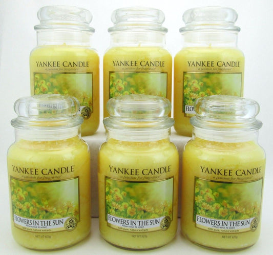 Yankee Candle Flowers In The Sun 22 oz/623g Large Glass Jars Lot of 6