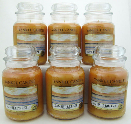 Yankee Candle Sunset Breeze 22 oz/ 623 g Large Glass Jars Lot of 6