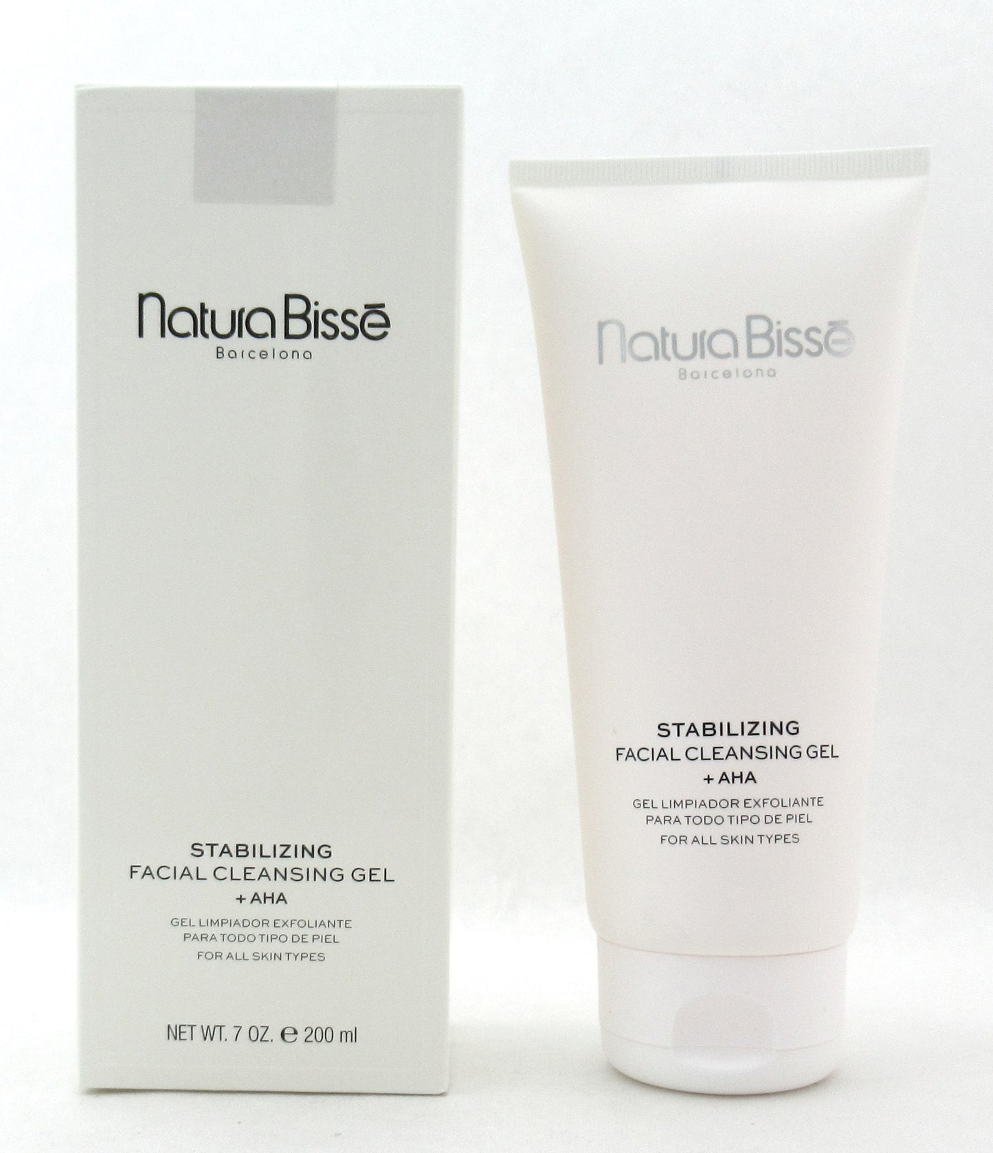 Natura Bisse Stabilizing Facial Cleansing Gel + AHA For All Skin Types 7 oz./ 200 ml.  New
