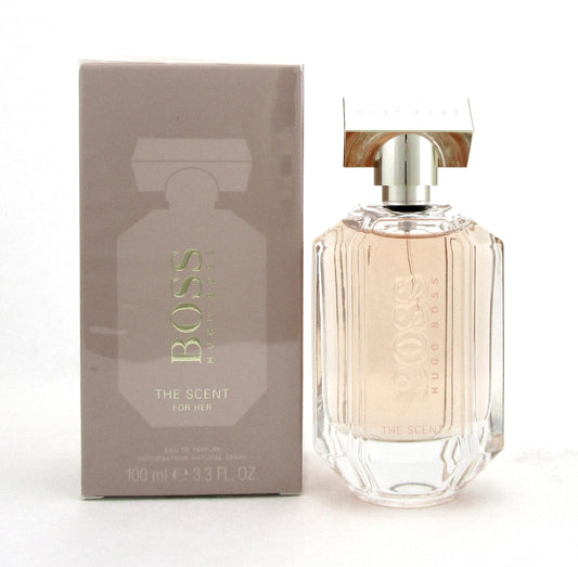 Boss The Scent for Her by Hugo Boss Eau de Parfum Spray 3.3 oz./ 100 ml. for Women. Brand new. Comes in retail sealed box.