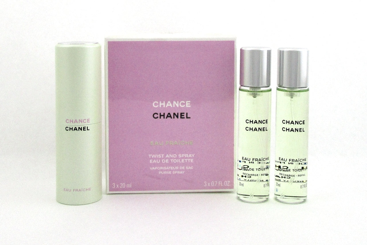 Chanel Chance EAU FRAICHE Twist and Spray EDT Purse Spray 3 x 20 ml. Women NIB