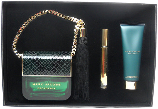 Marc Jacobs Decadence Eau de Parfum 3.4 oz.+ EDP Rollerball 0.33 oz.+ 2.5 oz Lotion. Brand New Set.