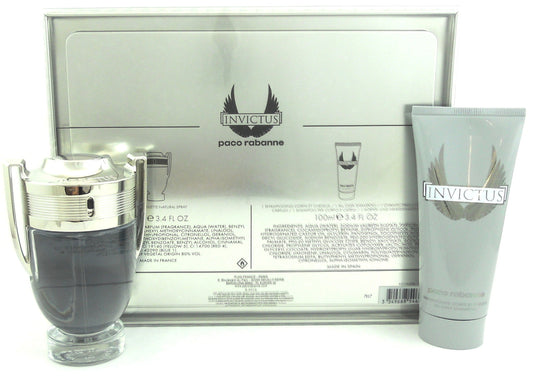 Invictus by Paco Rabanne 3.4 oz.EDT+3.4 oz.All Over Shampoo.Set.NIB.