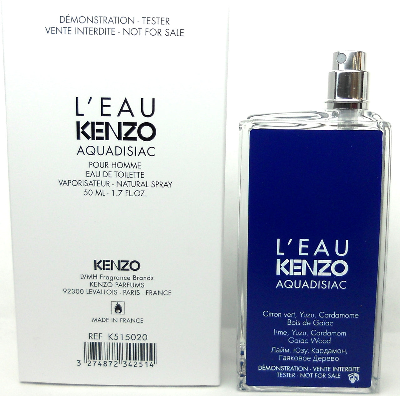 L'Eau Kenzo AQUADISIAC by Kenzo 1.7 oz.Eau de Toilette Spray Pour Homme. Brand new Tester.