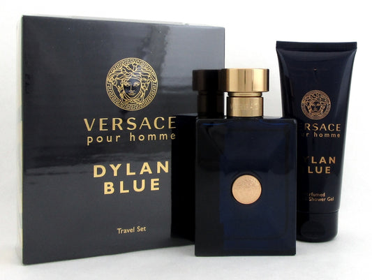 Versace Pour Homme DYLAN BLUE 2 Pcs Set Men: 3.4ozEDT Spray+3.4ozSh/Gel Damaged Box