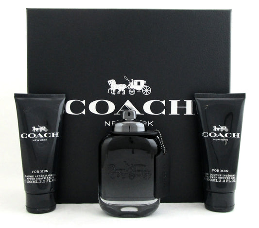 Coach New York Men's Gift Set: 3.3oz.EDT Spr+3.3oz.A/Sh/Balm&Sh/Gel. Brand New.