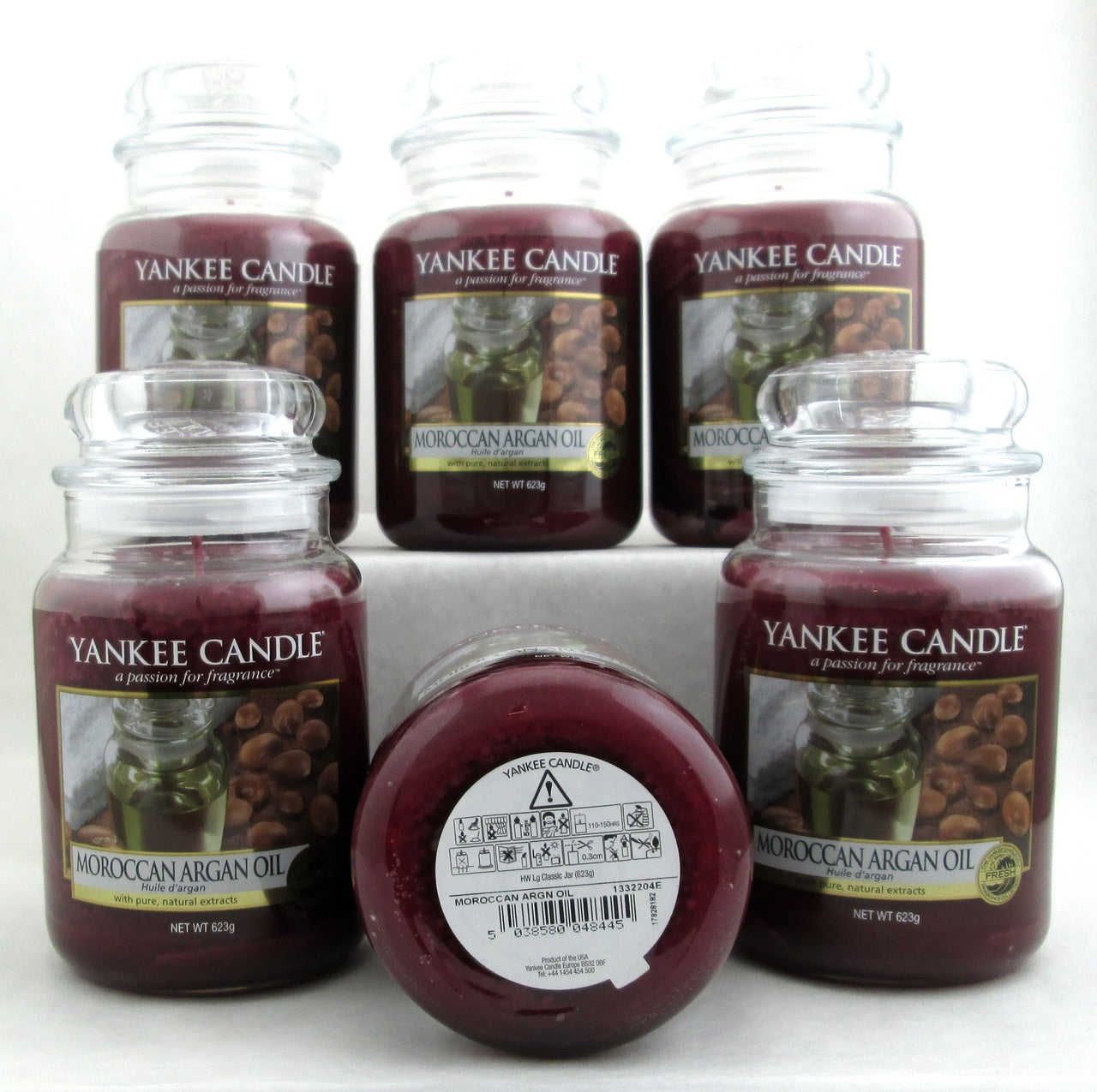Yankee Candle Moroccan Argan Oil with pure, natural extracts 22 oz/ 623 g Large Glass Jars Lot of 6