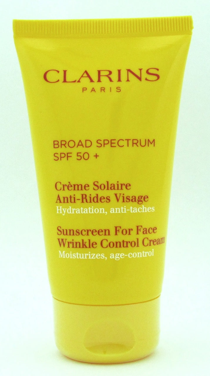 Clarins Sunscreen For Face Wrinkle Control Cream Broad Spectrum SPF 50 + Moisturizes, Age-Control 75 ml./ 2.7 oz. NO BOX