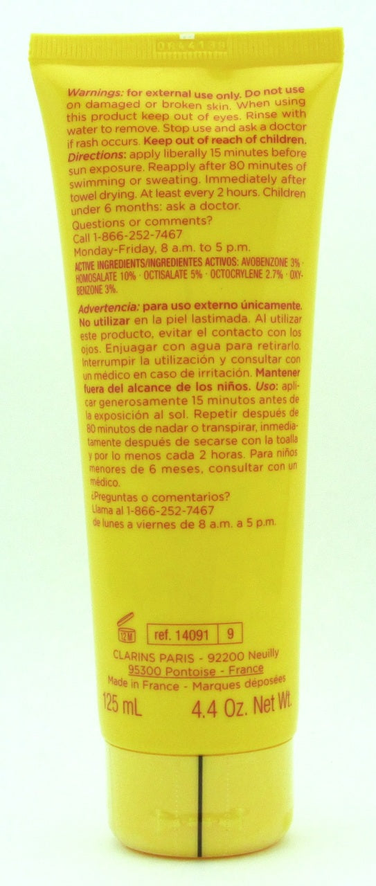 Clarins Sunscreen Care Cream Broad Spectrum SPF 30 Moisturizes, Age-Control Water Resistant (80 Minutes) 125 ml./ 4.4 oz. NO BOX