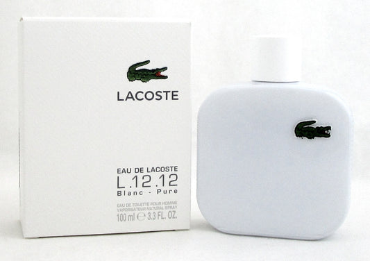 Eau de Lacoste L.12.12 BLANC PURE Cologne 3.3 oz. EDT Spray Men. NEW. No Cellophane.