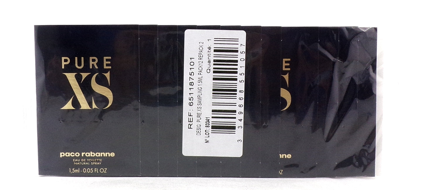PURE XS by Paco Rabanne 1.5 ml./ 0.05 oz. Eau de Toilette Spray for Men Sample Vials. PACK of 12 pcs.