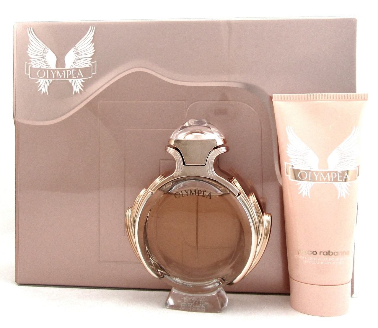 Olympea by Paco Rabanne 2.7oz.EDP Spray+3.4oz.Lotion. Brand New Set in Metal Box