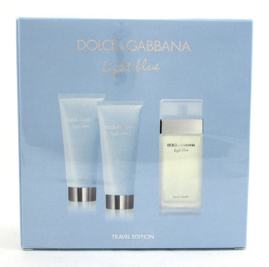 Light Blue by Dolce&Gabbana 3 Pcs Set Women:3.3 oz.EDT Spray+3.3oz.B/L&S/Gel NEW