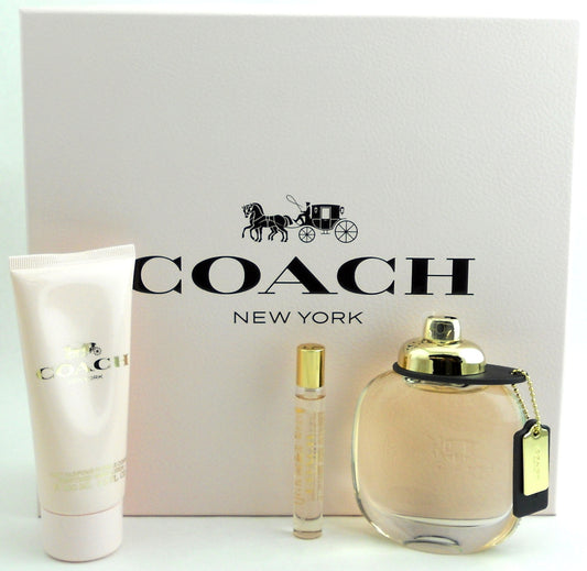 Coach New York 3.0 oz.EDP Spray + 3.3 oz.Lotion + 7.5 ml EDP Purse Spray.