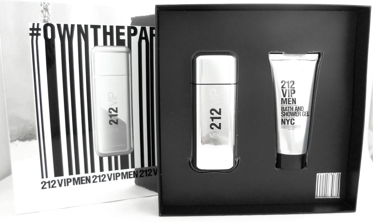 212 VIP MEN by Carolina Herrera 3.4 oz.Eau De Toilette Spray + 3.4 oz.Shower Gel. New Set for Men.