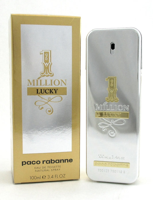 1 One Million Lucky by Paco Rabanne EDT Spray for Men 3.4 oz. New Damaged Box