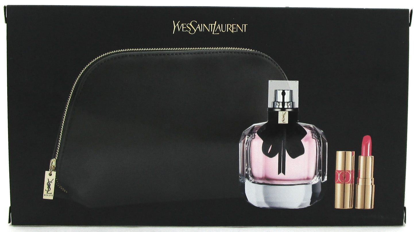 Mon Paris by Yves Saint Laurent 3.0 oz. EDP Spray 3 Pcs Gift Set for Women. NEW.
