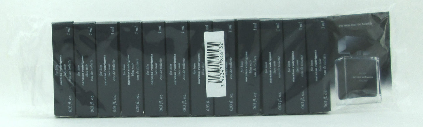 For Him Narciso Rodriguez Bleu Noir by Rodriguez Eau De Toiltte Sample Spray 0.03 oz./ 1 ml. Lot of 12 pcs. Sealed Bag