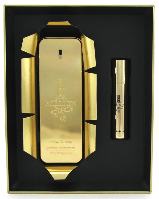 1 Million Cologne by Paco Rabanne: 3.4oz.+10ml. EDT Spray. New Set in Metal Box.