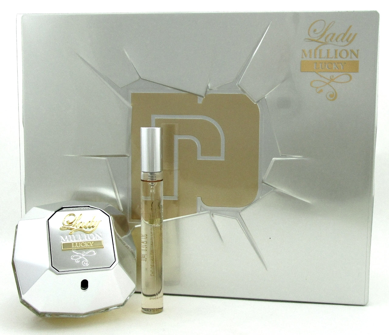 Lady Million LUCKY by Paco Rabanne Set for Women: 2.7 oz.+10 ml. EDP Spray. New.
