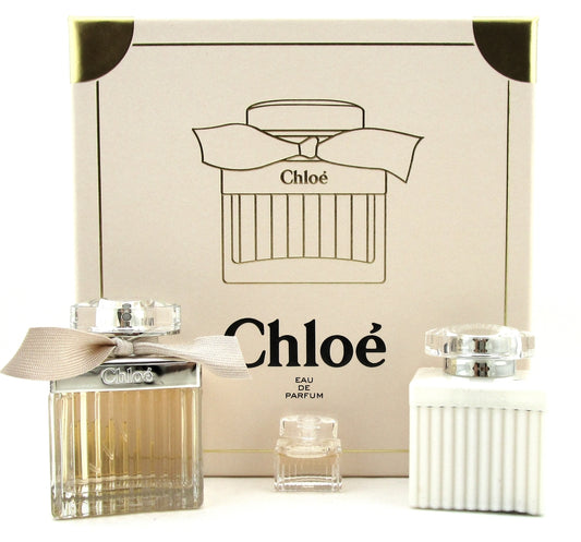 Chloe by Chloe 3Pcs Set: 2.5oz EDP Spr + 5ml EDP Spl. Mini + 3.4oz B/L. New Set.