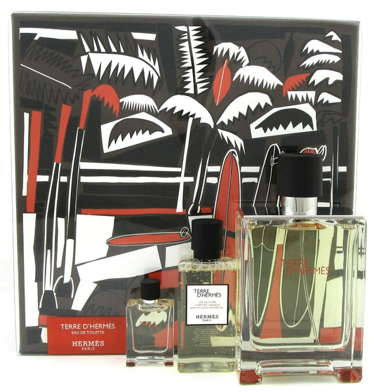 Terre D'Hermes by Hermes EDT 3.3 oz. Spray & 5 ml.+1.3 oz.Sh/Gel.New Set in Box.