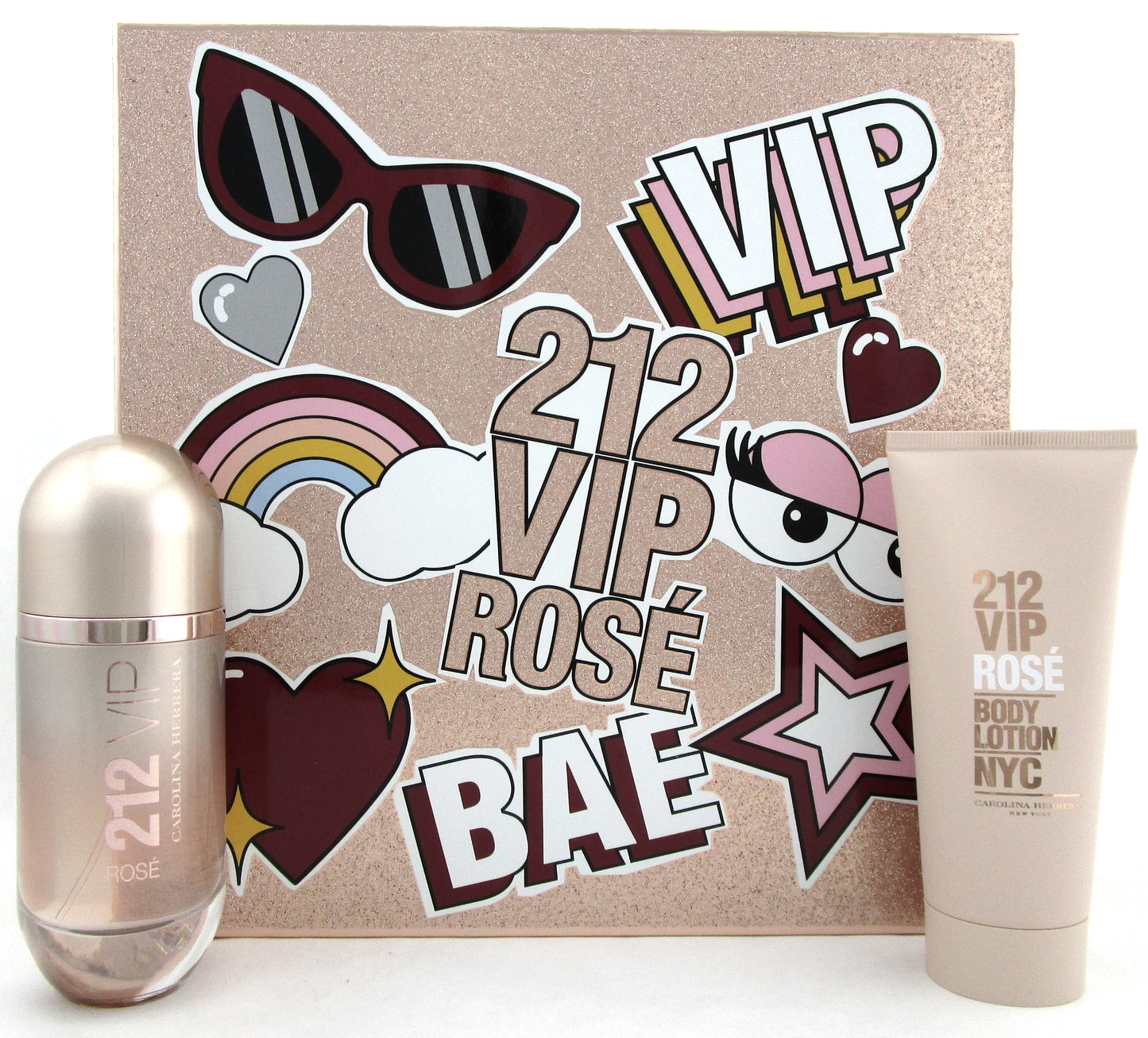 212 VIP ROSE by Carolina Herrera 2 Pc SET: 2.7 oz EDP Spray + 3.4 oz B/Lotion.