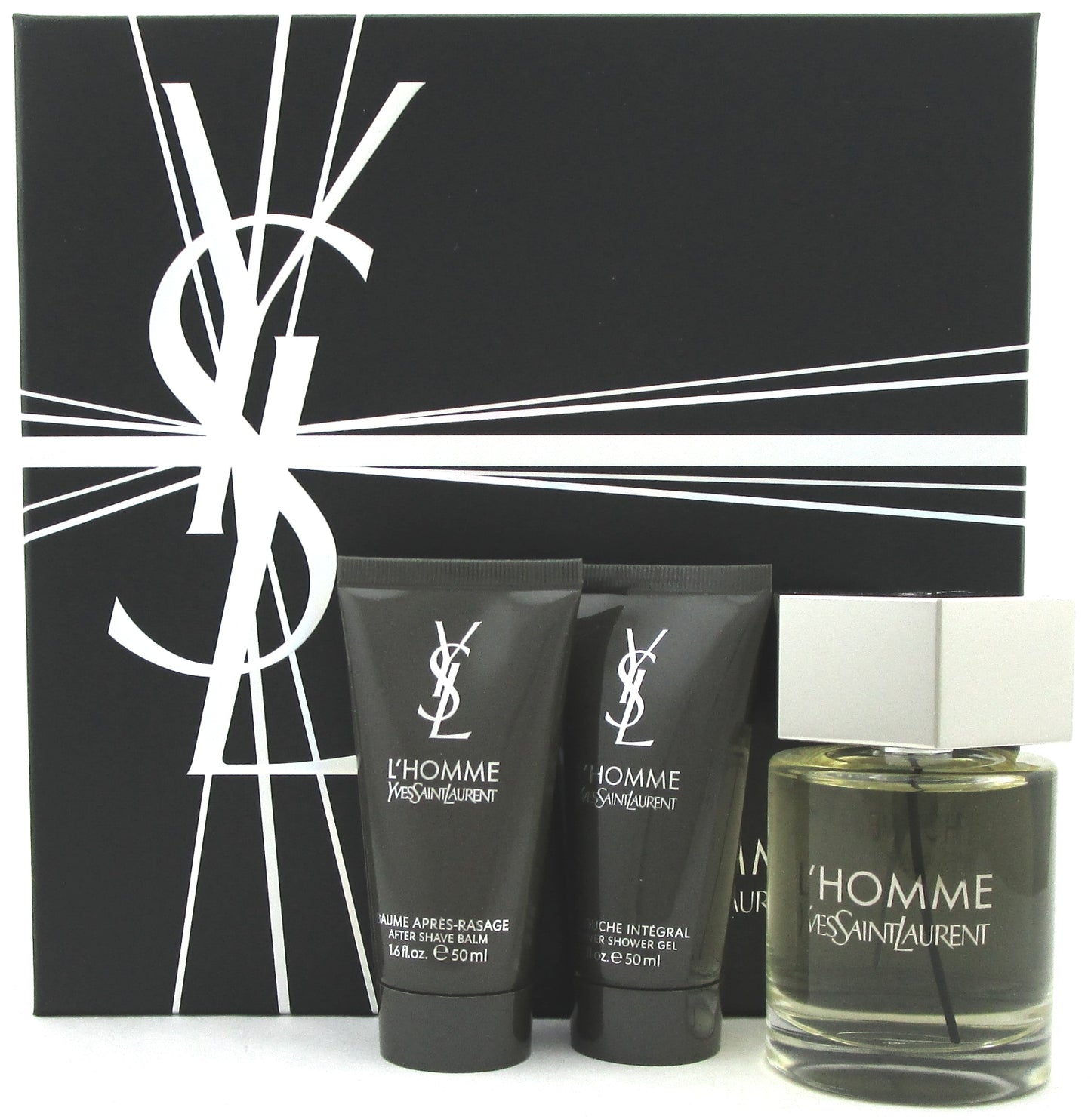 L'Homme by Yves Saint Laurent Set Men: 3.3oz EDT+1.6oz Sh/G+1.6oz A/Sh Balm. NEW