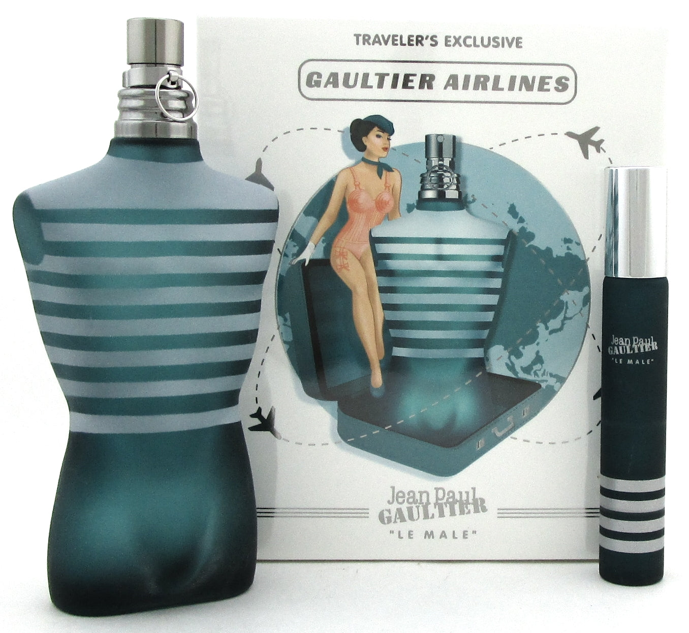 Jean Paul Gaultier Le Male Set for Men: 4.2oz.+ 20ml. EDT Spray. New.Damaged Box