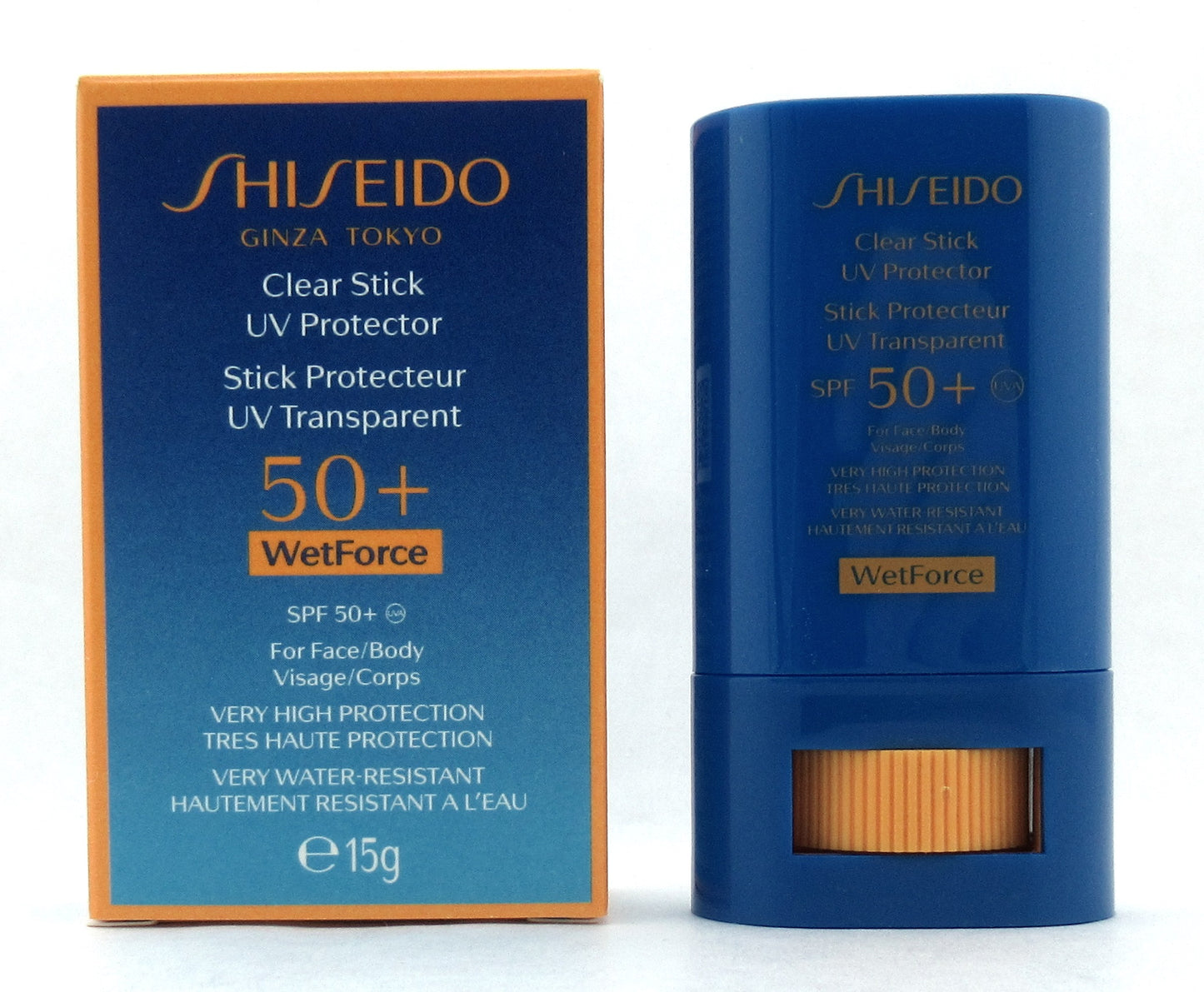 Shiseido Clear Stick UV Protector 50+ WetForce SPF 50+ New in Box 15 g./ 0.52 oz.