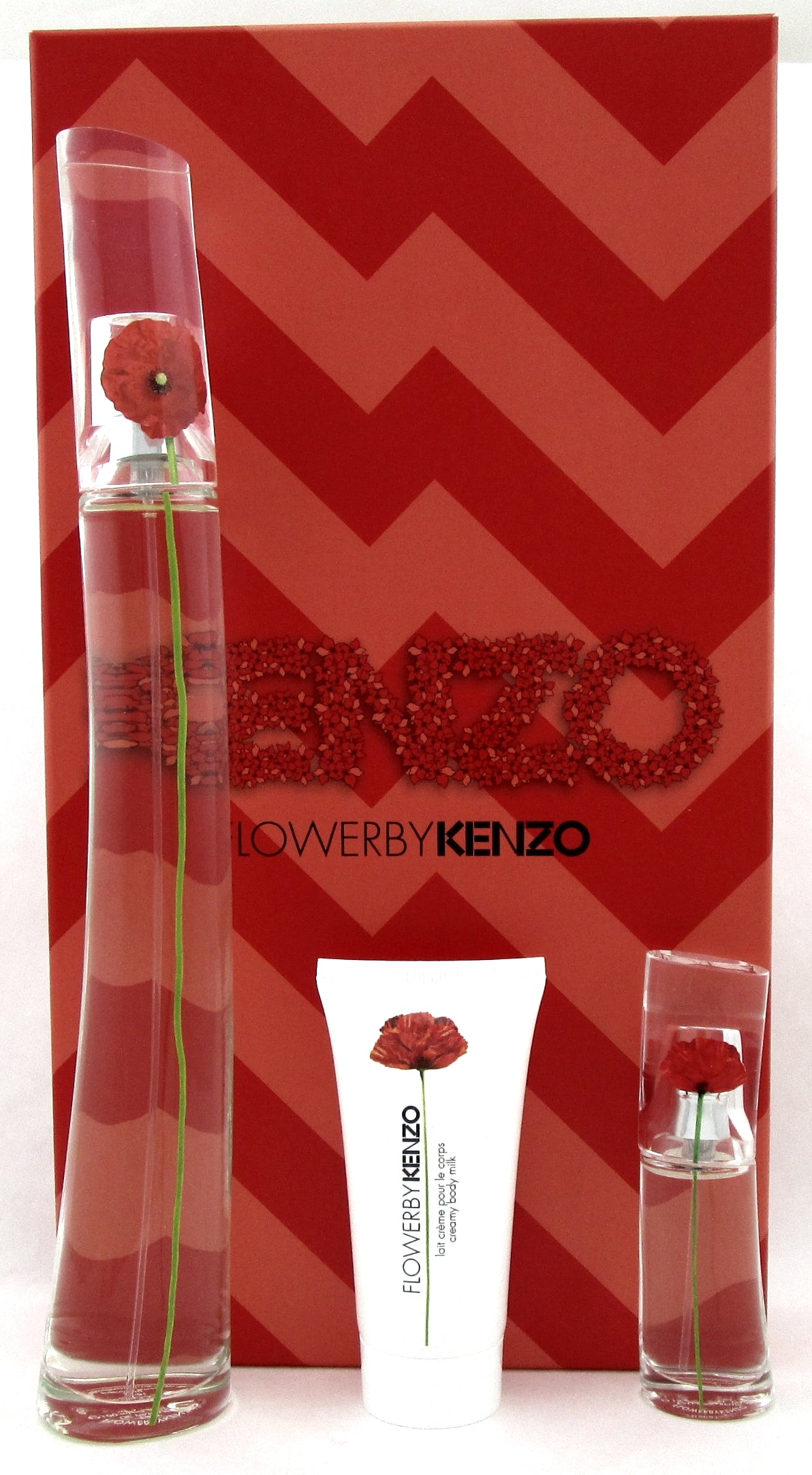 Flower Perfume by Kenzo 3.3 oz. & 15 ml. EDP Spray +1.7 oz. Body Milk. New Set.