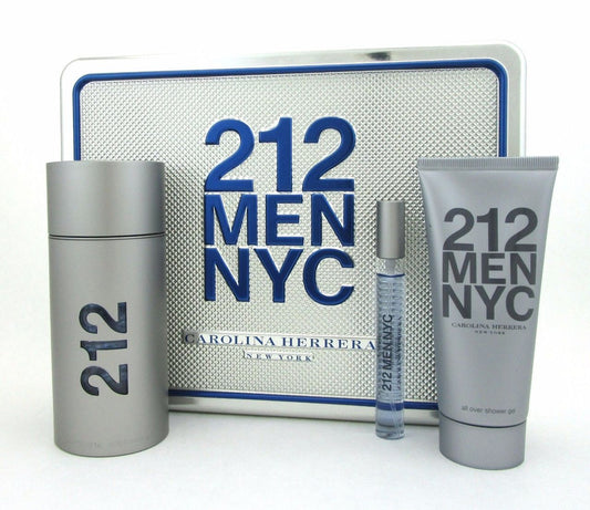 212 MEN NYC by Carolina Herrera Set: EDT 3.4 oz + EDT 10 ml + Shower Gel 3.4 oz