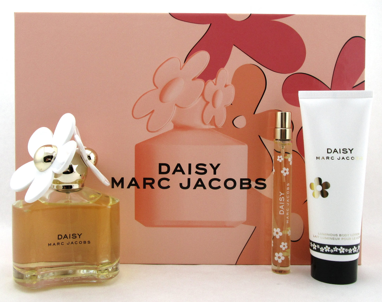 Daisy Perfume by Marc Jacobs 3.4 oz.& 10 ml. EDT Spray + 2.5 oz. B/Lot. New Set