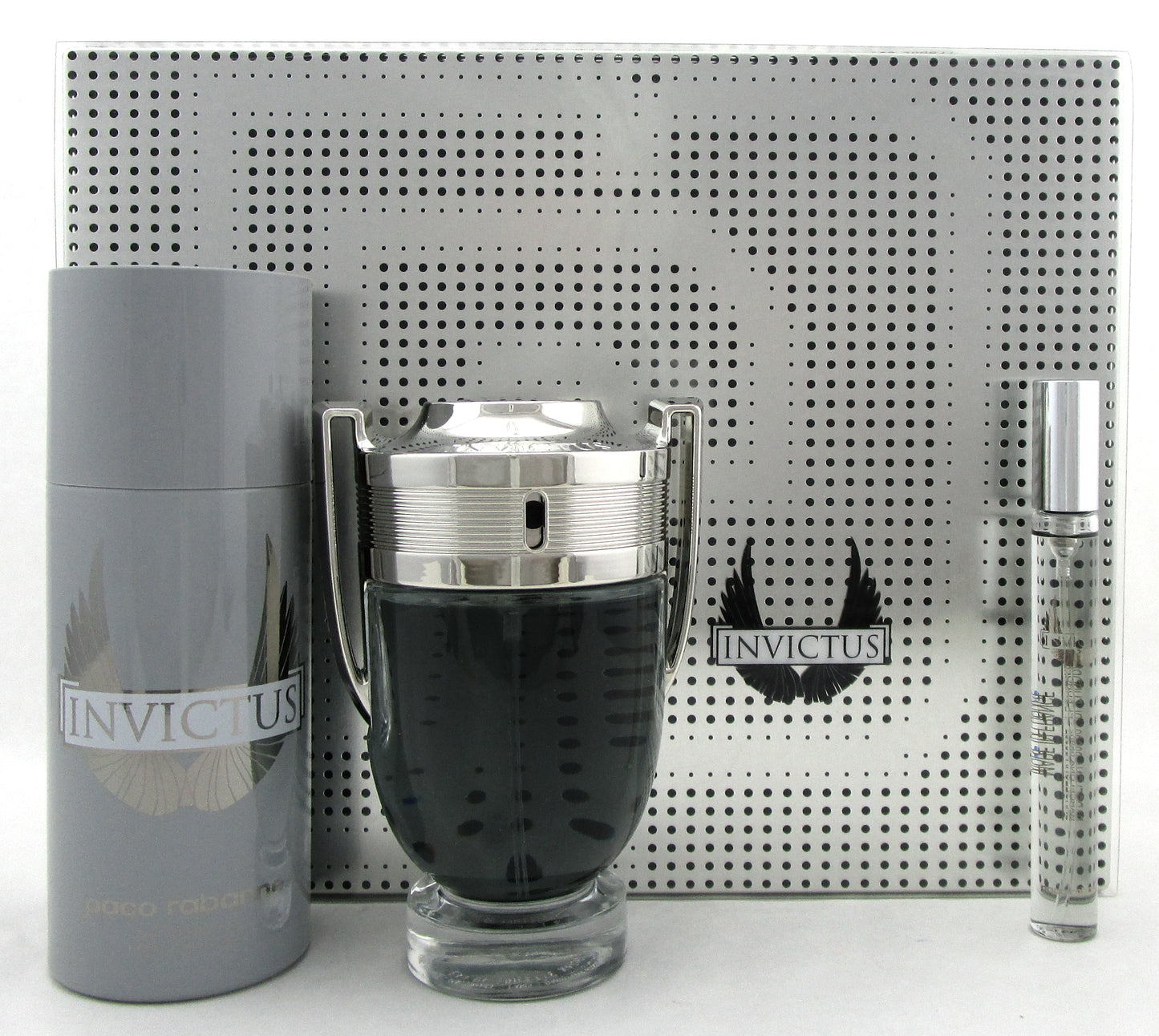 Invictus by Paco Rabanne 3.4 oz. & 10 ml. EDT Spray + 5.1 oz. Deo Spray. New SET